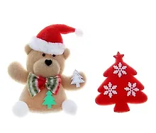 Купить Подвеска текстиль красная (набор 2 шт) мишка,елочки 11 см 718509 (Сима-ленд) — Фото №1