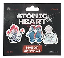 Купить Набор значков  Atomic heart Огонь (дерево) (3 шт) — Фото №1