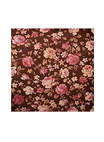 Купить Отрез ткани, 48*91 см, в пакете без подвеса, розы на коричневом — Фото №1