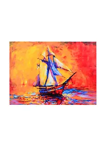 Купить Алмазная мозаика Парусник на закате (F3-017) (22х32см) (класс.) (квадр. стразы) (с подрамником) (полн. зап.) (26цв) (Рыжий Кот) (6+) (коробка) — Фото №1