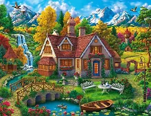 Купить Алмазная мозаика "Дом с уютным двориком", 30 x 40 см, 32 цвета, Рыжий Кот (6+) — Фото №1