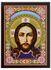 Купить Алмазная мозаика на подрамнике Икона Спаса Нерукотворного (BH23) (30х40см) (c част.зап.) (блест.) — Фото №1
