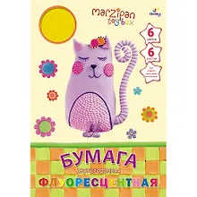 Купить Бумага цветная 06цв 06л А4 "Marzipan". Сиреневая кошка" двухсторонняя, флюоресц., самоклеящаяся, вырубка, карт.папка, Unnika — Фото №1