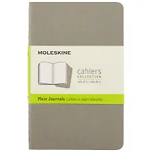 Купить Записная книжка «Cahier Journal Pocket» А6, 32 листа, нелинованная, серая, 3 штуки, Moleskine — Фото №1