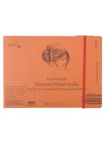 Купить Скетчбук 24,5*18,4см 18л "SMLT Art Mixed media authenticbook", на резинке, 200г/м2, белый, сшивка — Фото №1