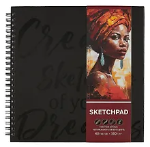 Купить Скетчбук А5 40л "ДЕВУШКА" гребень, белый офсет — Фото №1
