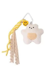 Купить Брелок обвес на сумку «Мишка белый» (текстиль) (9см) — Фото №1