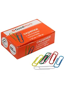 Купить Скрепки 33 мм, 100 штук, в ассортименте, GoodMark — Фото №1