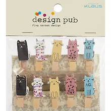 Купить Прищепки декоративные с веревкой 10 шт. Котики яркие 3 — Фото №1