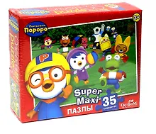 Купить Паззл Оригами Super Maxi 35 элементов 470*350мм Серия Пингвиненок Пороро Весёлый праздник — Фото №1