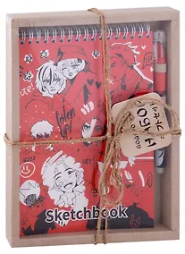 Купить Скетчбук А5 60л "Аниме. Красный" +ручка гелевая синяя, подар.уп. — Фото №1