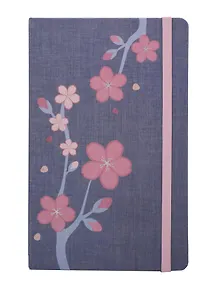 Купить Книга для записей А5, 88 листов в линейку "Le Sakura Large", синяя, обложка текстиль, Moleskine — Фото №1