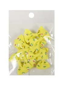 Купить Бантики пришивные с рисунком в цветочек (10шт), жёлтый (11-01055-11) — Фото №1