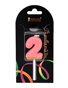 Купить Свеча для торта Цифра 2 Глазурь розовая (4см) (блистер) (12-7color-candle_2) — Фото №1