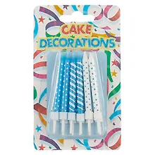 Купить Набор свечей для торта Полоски и Точки (розовые, голубые) (12шт) (6см) — Фото №1