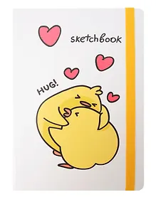 Купить Скетчбук А5 80л "Обнимашки" 100г/м2, тв.обложка, мат.ламинация, резинка — Фото №1