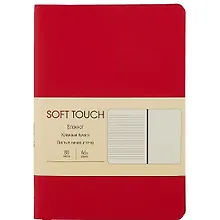 Купить Записная книжка А6 80л "Soft Touch. Пламенный красный" иск.кожа, инт.обл., лин., тчк., нелин., ляссе, инд.уп. — Фото №1