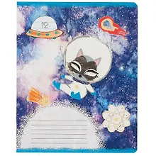 Купить Тетрадь в линейку Academy Style, "Зверята в космосе", 12 листов, в ассортименте — Фото №1