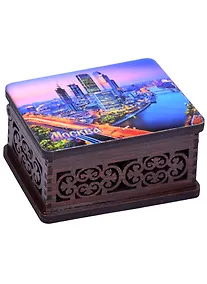 Купить ГС Шкатулка малая резная с заливкой смола Москва вид 6 (хдф) (95x65x52 мм) — Фото №1