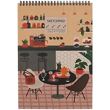 Купить Скетчбук А4 40л "Coffee time", 120г/м2, обложка крафт картон, евроспираль — Фото №1