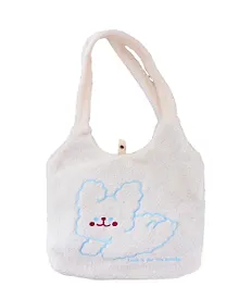Купить Сумка-шоппер плюшевая Зайчик (белая) (40х36)  (12-ZhenPin-2714) — Фото №1