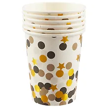 Купить Набор бумажных стаканов Золотые кружочки и звездочки (6 шт) (12-01582-C1) — Фото №1