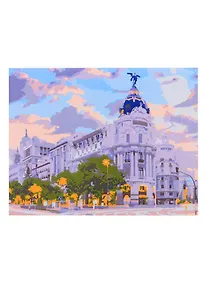 Купить Холст с красками 17х22см по номерам, в коробке (14цв.) Мадрид в сумерках (Арт. ХК-8129) — Фото №1