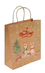 Купить Пакет А4 32*26*12 "Happy New year" НГ, крафт — Фото №1