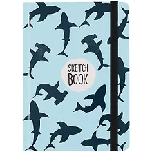 Купить Скетчбук А5 80л "Акулы лак" 70г/м2, кремовая бумага, тв. переплет, выб. лак, резинка — Фото №1