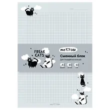 Купить Сменный блок для тетрадей 80л кл. "Freak cats" 60г/м2, инд.уп. — Фото №1