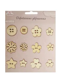 Купить Деревянные украшения Пуговицы (WF15) (12шт.) (Рукоделие) (3+) (упаковка) — Фото №1