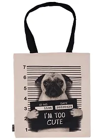 Купить Сумка-шоппер Мопс Im too cute цветная, текстиль 40см.*32см. — Фото №1