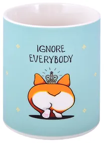 Купить Кружка Корги с короной Ignore everybody (керамика, деколь) (330мл) (коробка) — Фото №1
