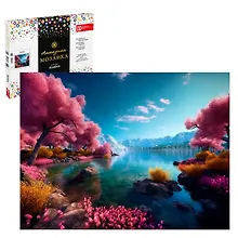 Купить Набор для творчества. Алмазная мозаика Phoenix plus на подрамнике "Озеро в горах", 30 х 40 см — Фото №1