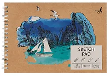 Купить Скетчбук 140*200 40л "Залив" 120 г/м2, крафт. картон, выборочный лак, евроспираль — Фото №1