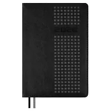 Купить Ежедневник дат. 2026г. А5 176л "Шевро" черный, кожзам, тв.переплет, обл.поролон, блинт.тиснение, офсет, закругл.углы, справ.мат-лы, 2 ляссе, инд.уп — Фото №1