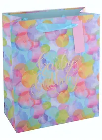 Купить Пакет А4 26*32*12 "Happy birthday!" нейтр., бум., тиснение золот.фольгой, тег — Фото №1