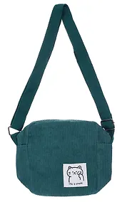 Купить Сумочка на молнии кросс-боди (бирюзовая) (вельвет) (16х14х6) (12-HanMa-766) — Фото №1