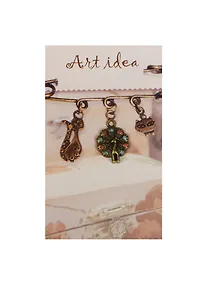 Купить Кулон бронзового цвета Павлин с голубой и красной эмалью (QA-5834) (2см) — Фото №1