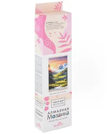 Купить Алмазное панно на подвесе. Величие гор на закате. 30х50 см. — Фото №1