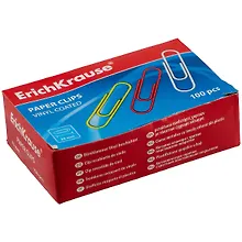 Купить Скрепки 33мм 100шт винил, ассорти, к/к, ErichKrause — Фото №1