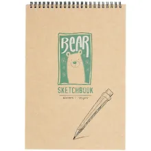 Купить Скетчбук А4 40л "Медвежонок" белый офсет, 120г/м2, тв.обложка, спираль — Фото №1