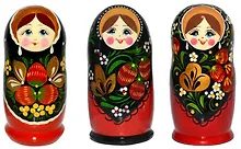 Купить Сувенир, Матрешка. Хохлома 5м, h-15см, дерево М05-0015-4АУ — Фото №1