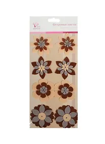 Купить Декор фетровые цветы коричневые оттенки (AF07-131-04) (106566) (упаковка) — Фото №1