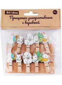 Купить Прищепки декоративные с веревкой «Зайки», 10 шт. — Фото №1
