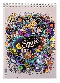 Купить Блокнот А5 50л кл. "Дудл" спираль, тверд.подложка, тонир.блок, полн.УФ лак, ассорти — Фото №1