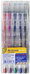 Купить Ручки гелевые Crown, 5 цветов 0,5 мм — Фото №1