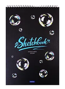 Купить Скетчбук А4 20л "Мыльные пузыри" черн. внутр блок, 160г/м2, тв.обложка, спираль — Фото №1