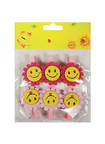 Купить Набор прищепок, 6 шт, в пакете с хедером, цветочки-смайлы (11-06943-5) — Фото №1