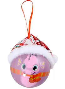 Купить Елочный шар НГ Дракончик в шапочке (пластик, текстиль) (7,5 см) (ПВХ Бокс) — Фото №1